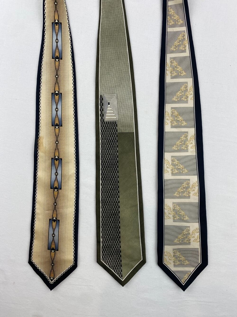 Lot of 3 VALENTINO RUDY Neckties 100% Silk Handmade Abstract Geometric Italy